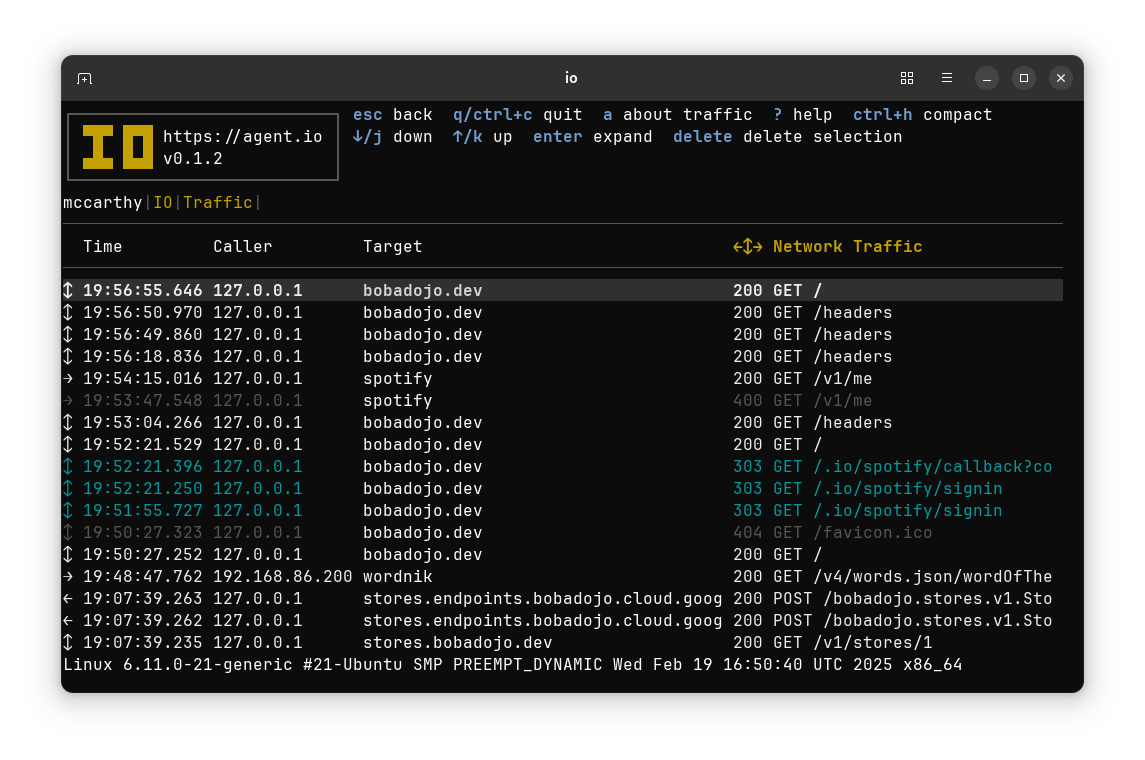The IO traffic list